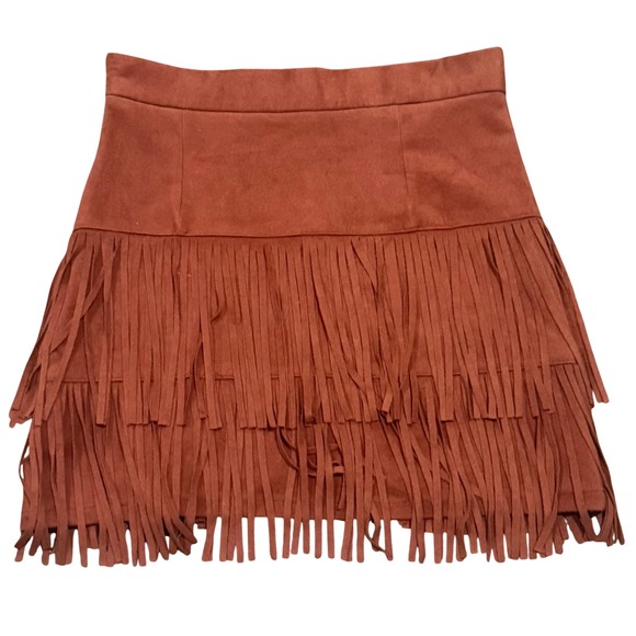 Fringed Rust Skirt - Picture 4 of 5